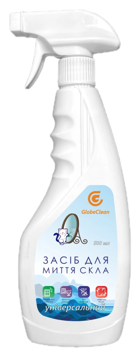 Засіб миючий для скла та дзеркал GlobeClean з тригером розпилювачем Концентрат 500 мл