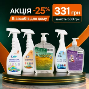 Набір побутової хімії GlobeClean — 5 засобів для дому зі знижкою 25%